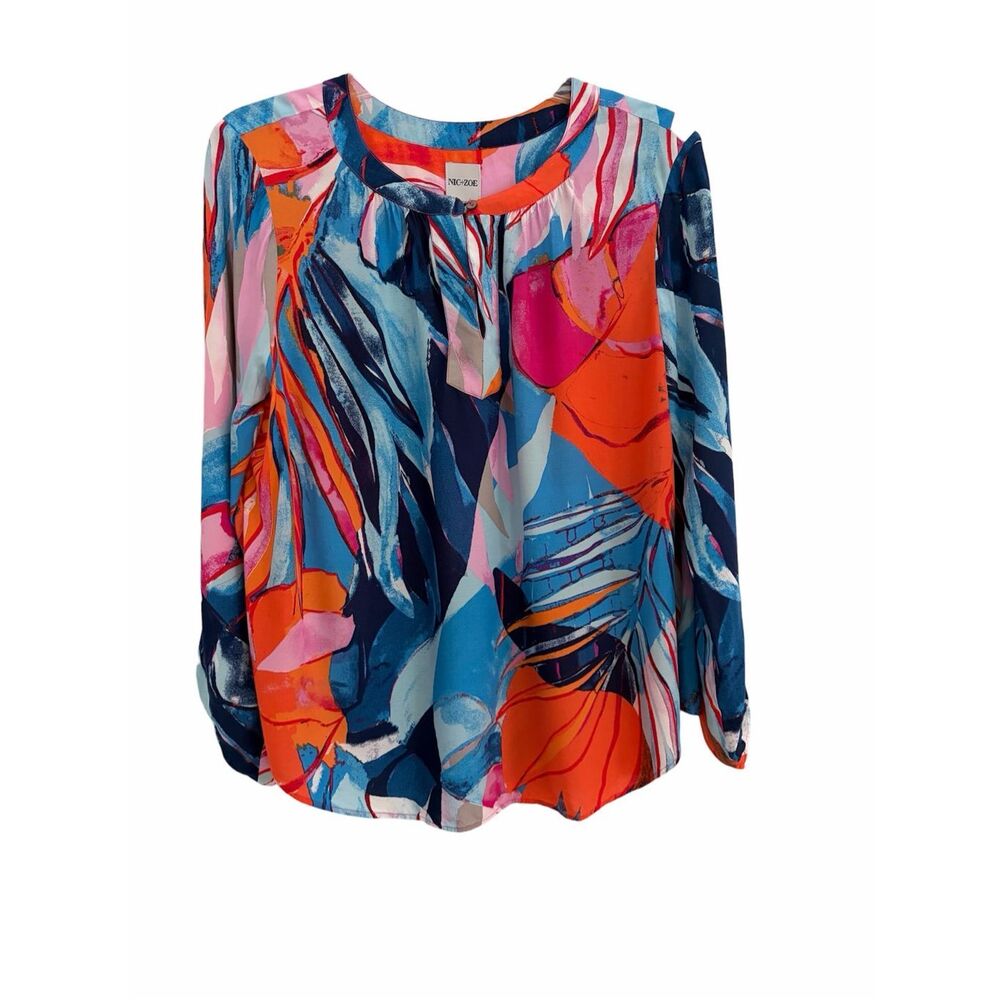 NIC + Zoe Tropical Multicolor 3/4 Sleeve Top SzL